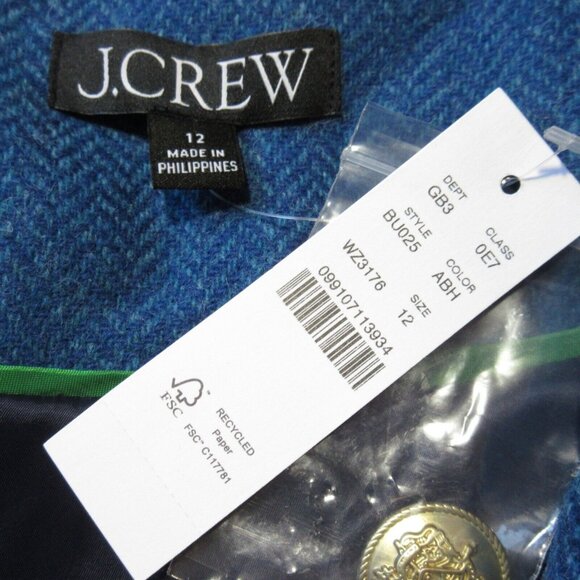 NWT J.Crew Brynn Blazer in Aqua Blue Herringbone English Wool Jacket 12 - Picture 4 of 7